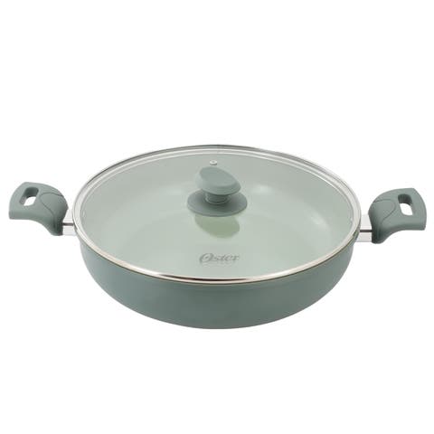 5 Quart Ceramic Nonstick Aluminum Everyday Pan in Green