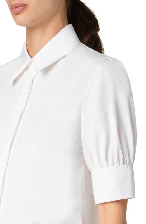 Akris Punto Puff Short Sleeve Cotton Button-up Shirt In Cream