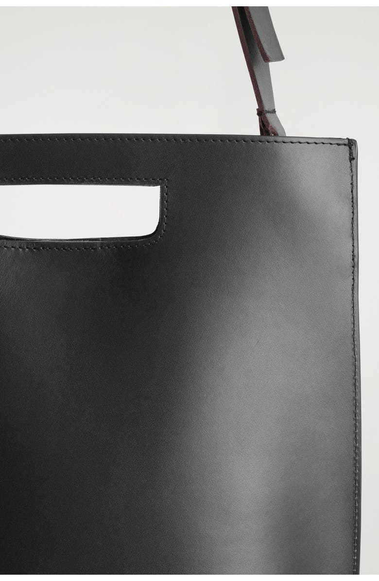 COS Folio Bag - Leather, Alternate, color, Black