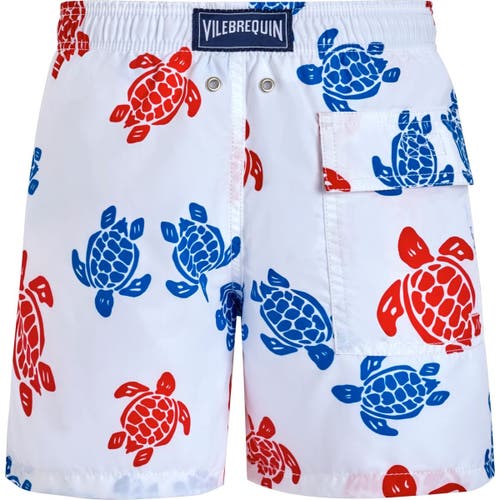 Vilebrequin Boys' Jim Jim Multi Color Turtle Swim Trunks - Little Kid, Big Kid In Blanc