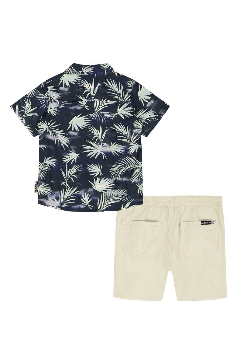 Quiksilver Kids' Print Short Sleeve Button-Up Shirt & Woven Shorts Set, Alternate, color, Navy Multi