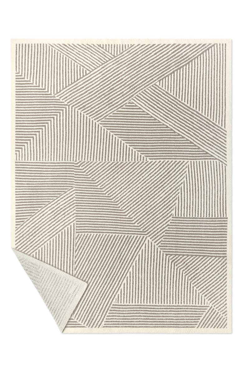 Barefoot Dreams<sup>®</sup> Linea Mixed Stripe CozyChic<sup>®</sup> Throw Blanket, Alternate, color, Cream-Pewter