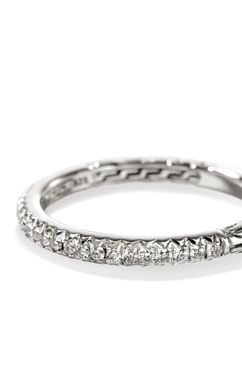 John Hardy JH Essentials Pavé Band Ring, Diamonds, 2mm, Alternate, color, Silver