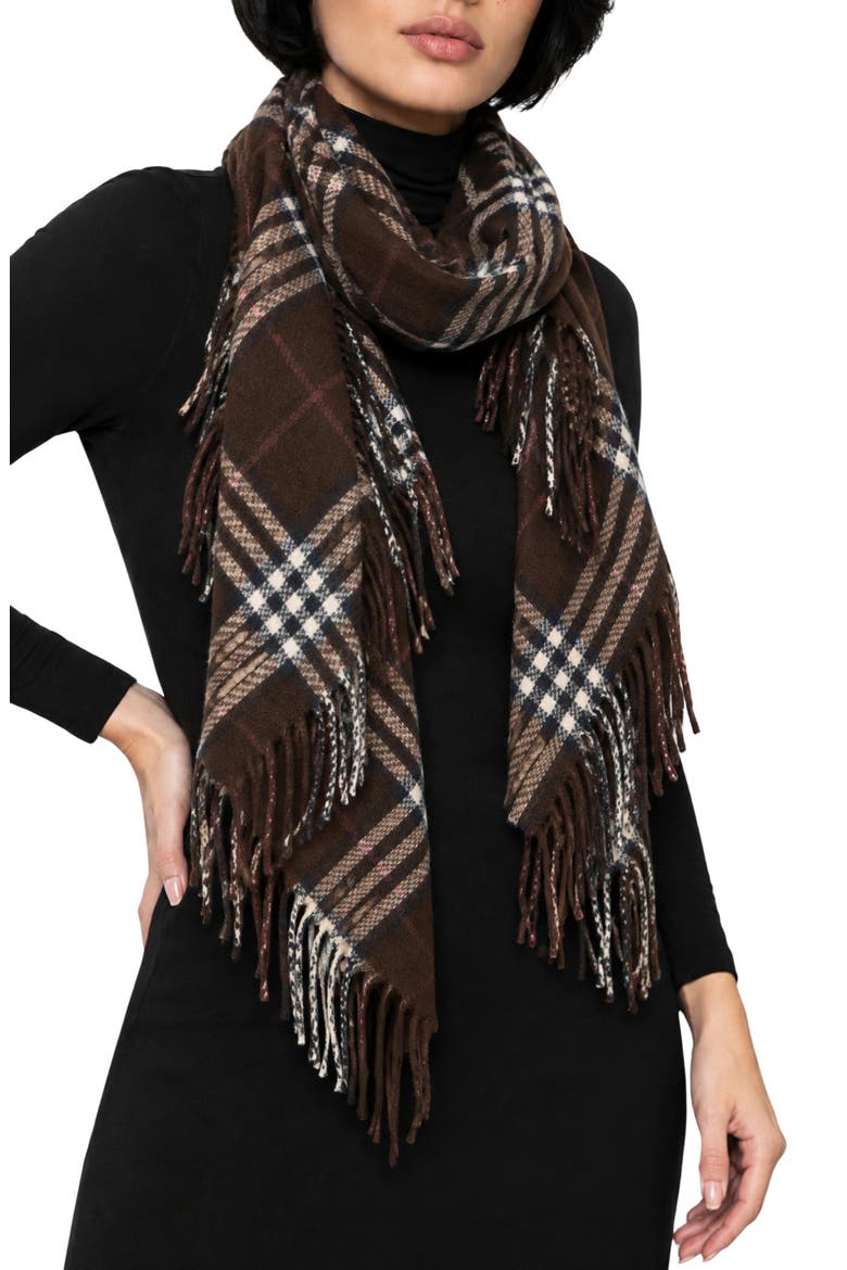 Plaid Scarf, Main, color, BROWN