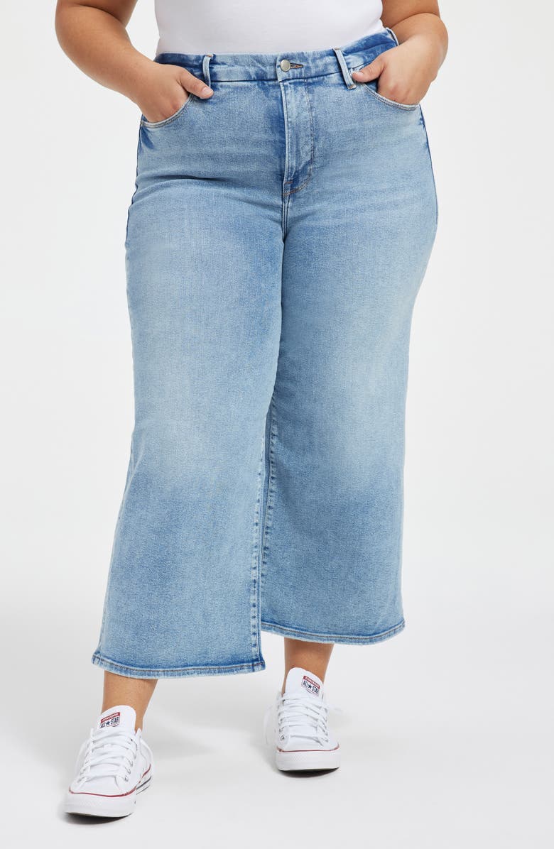Good American Good Waist High Waist Crop Palazzo Jeans, Alternate, color, 