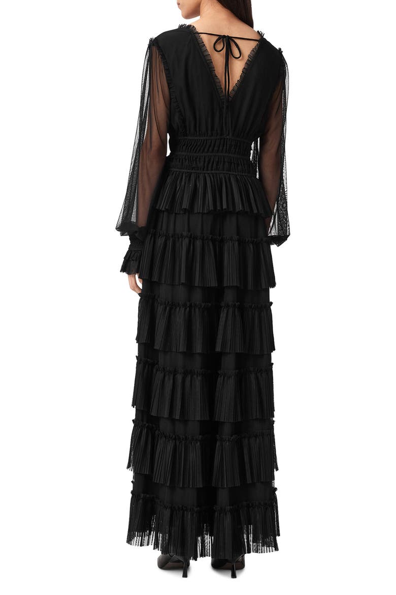 Xantara Long Sleeve Tiered Dress, Alternate, color, BLACK