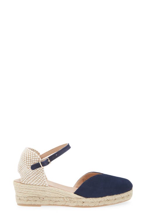 Cordani Elliana Ankle Strap Platform Wedge Espadrille In Navy Suede