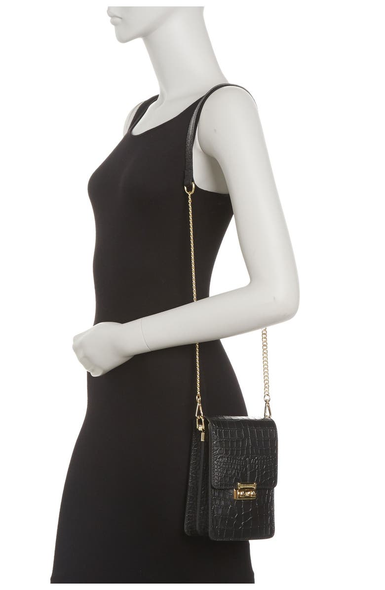 ANNA LUCHINI Croc Embossed Leather Crossbody Bag, Alternate, color, 