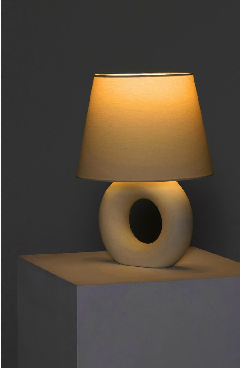 Brightech Chloe 15.5" LED Table Lamp with Off-White Ceramic Base and Cotton Shade, Alternate, color, Beige/Cream