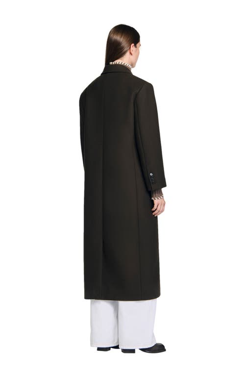 Sandro Straight Coat In Brown