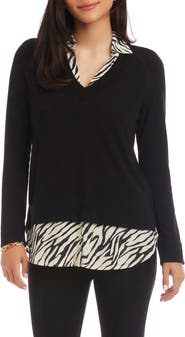Karen Kane Mixed Media Layered Sweater