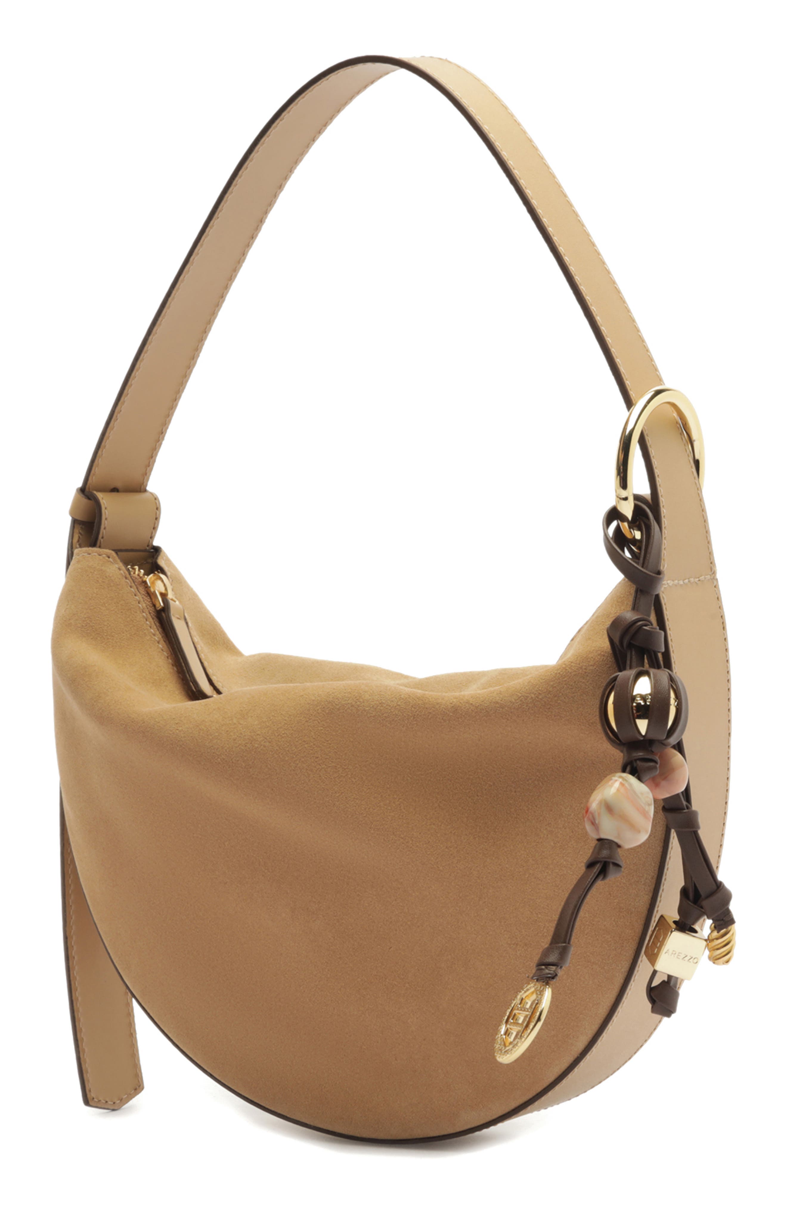 Arezzo Medium Simone Suede Shoulder Bag, Alternate, color, 
