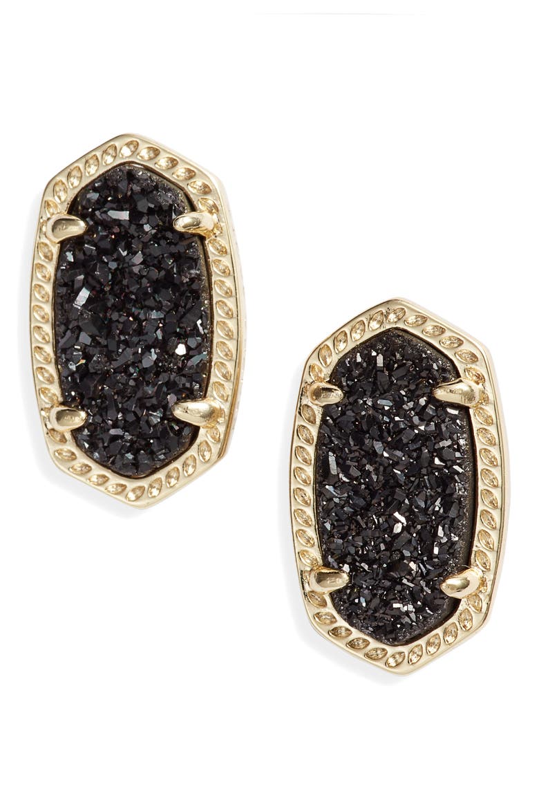 Ellie Earrings, Main, color, GOLD BLACK DRUSY