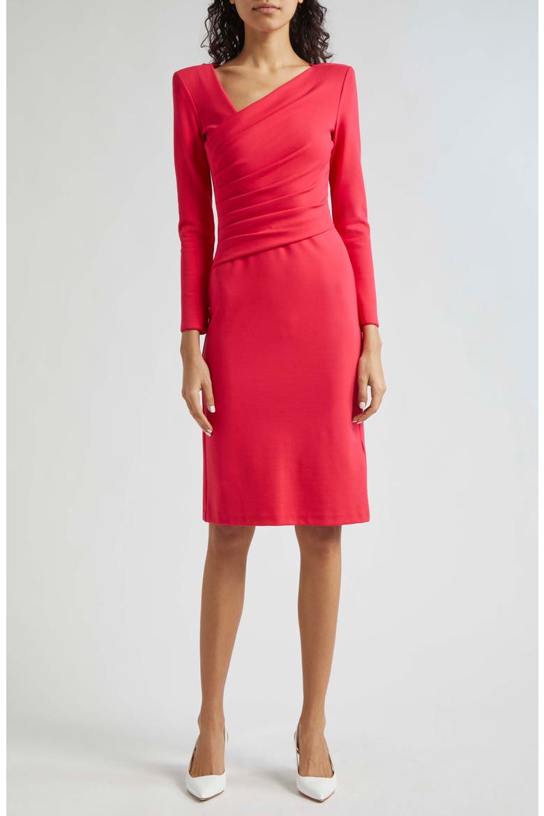 Ruched Long Sleeve Jersey Body-Con Dress, Alternate, color, SOLID MEDIUM RED