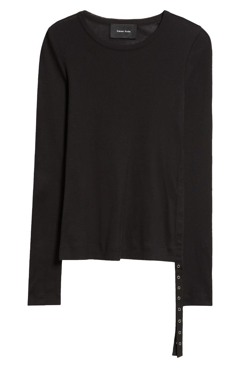 Simone Rocha Side Snap Long Sleeve Rib Top, Alternate, color,