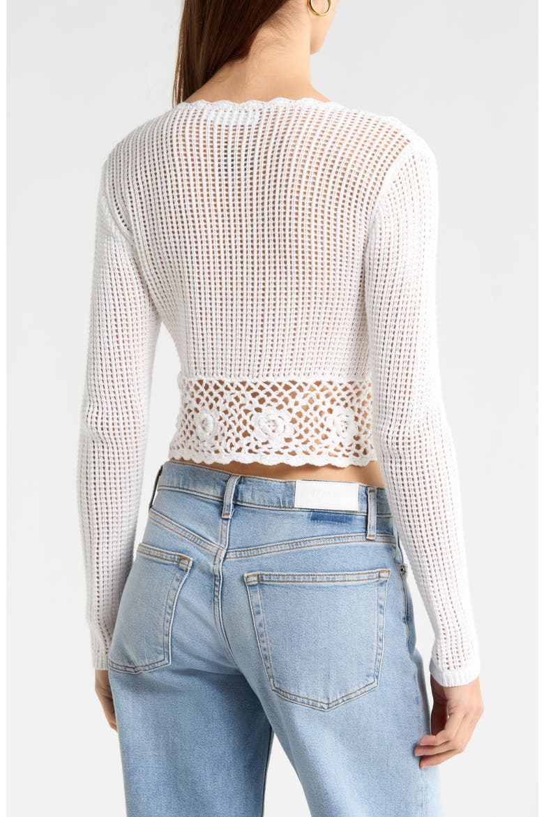 Crochet Detail Tie Front Sweater, Alternate, color, IVORY