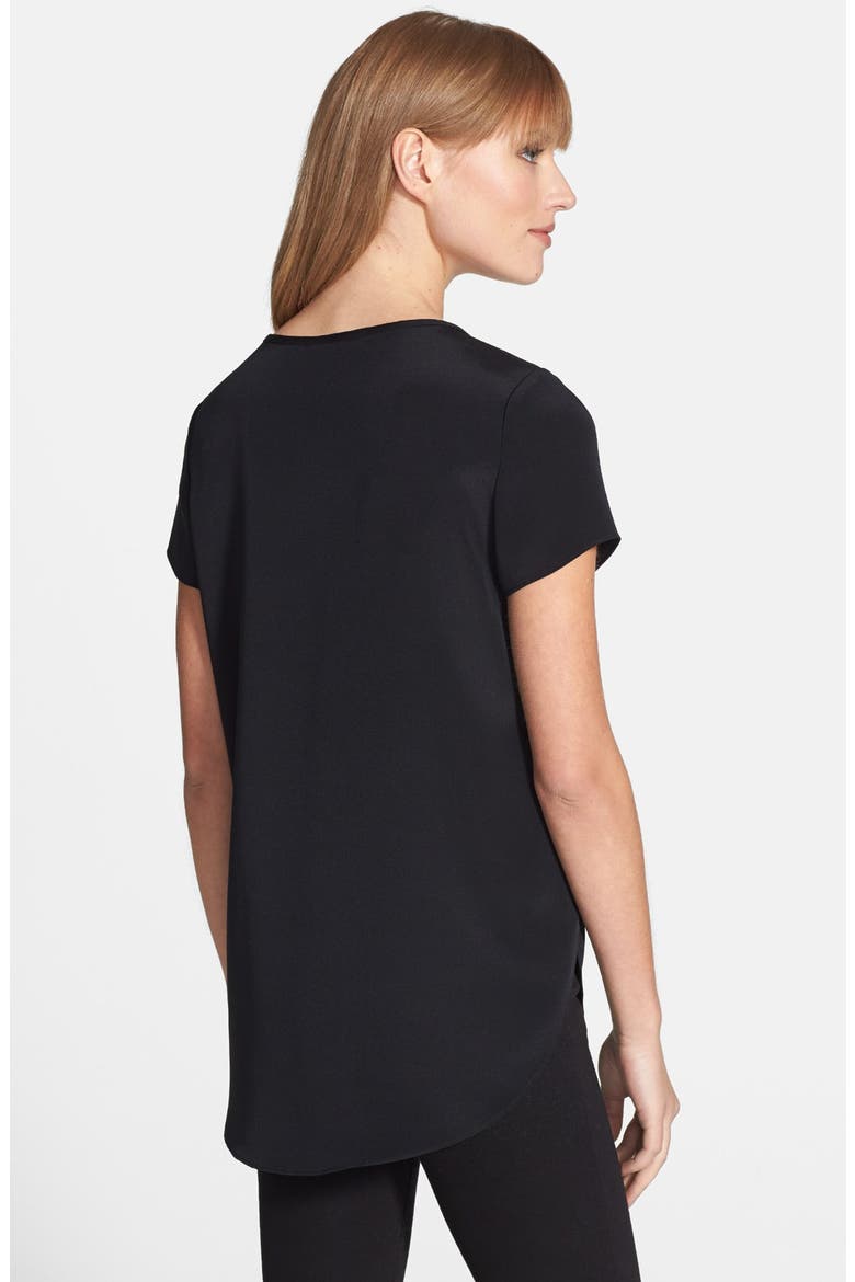 'Serene' Silk Scoop Neck Tee, Alternate, color, BLACK