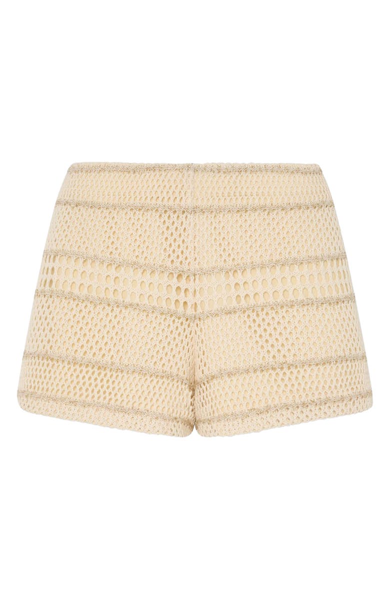 Milly Metallic Crochet Cover-Up Shorts, Alternate, color, Gold Multi