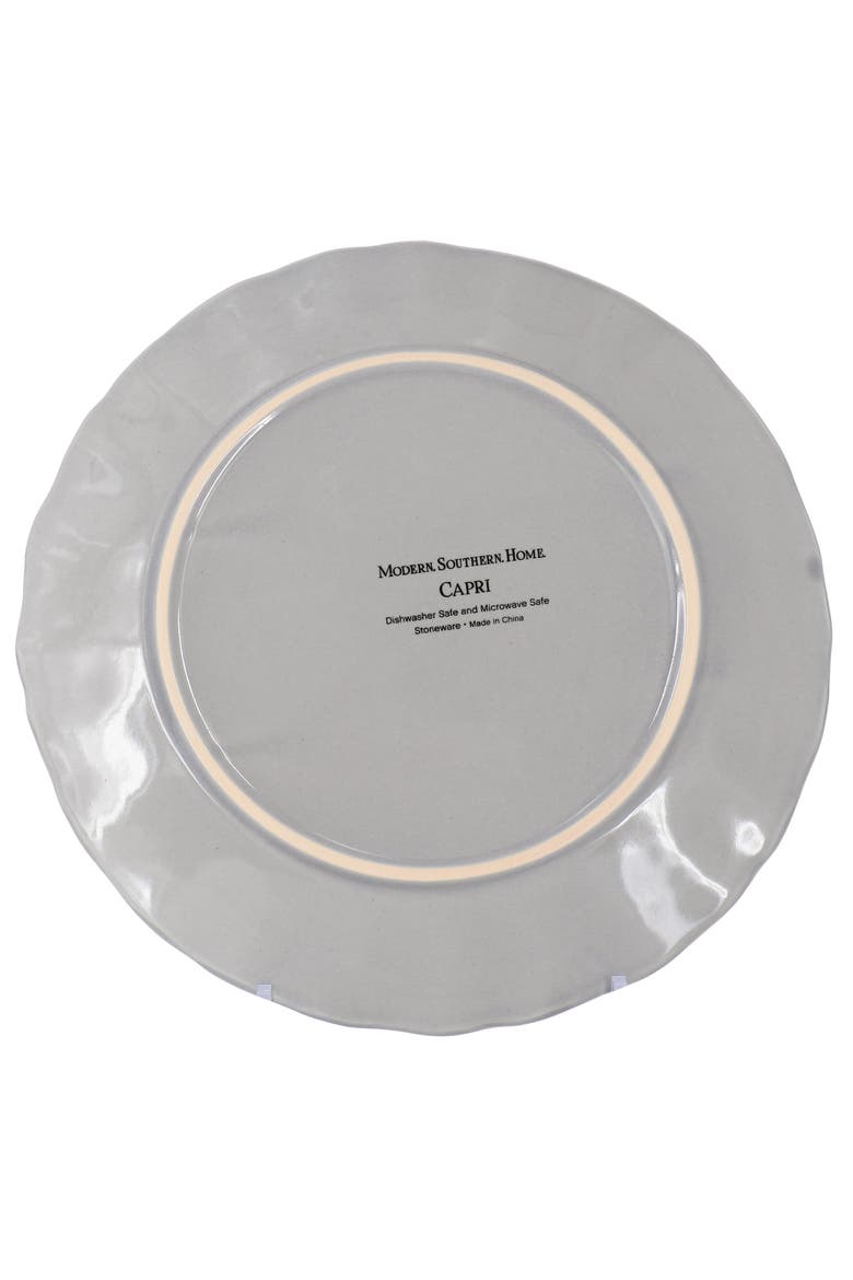 Capri 6 piece 9in Stoneware Embossed Dessert Plate Set, Alternate, color, Grey