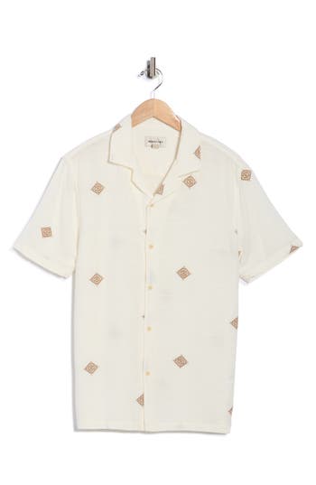 Industry Republic Clothing Embroidered Camp Shirt In Neutral