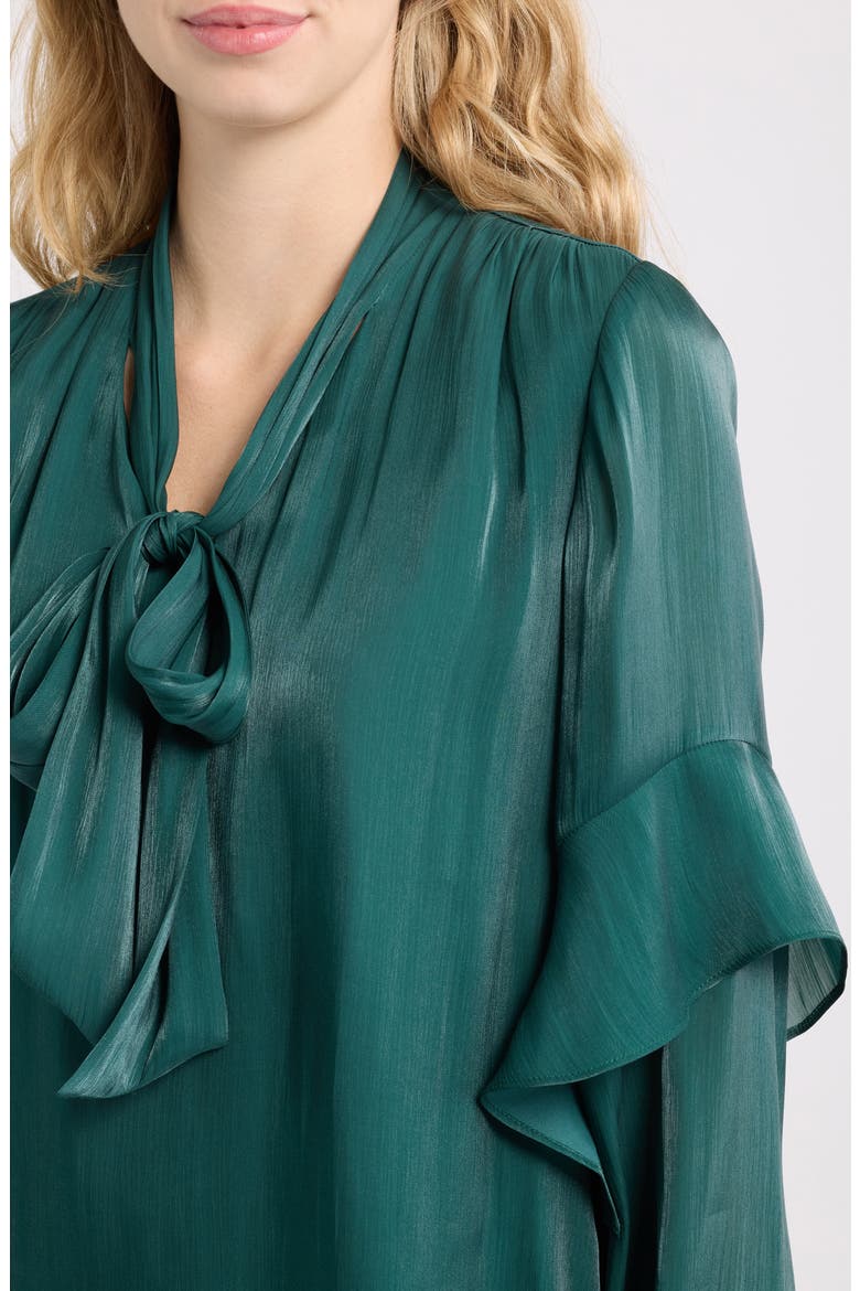 Bow Tied Ruffled Top, Alternate, color, PINE FOREST