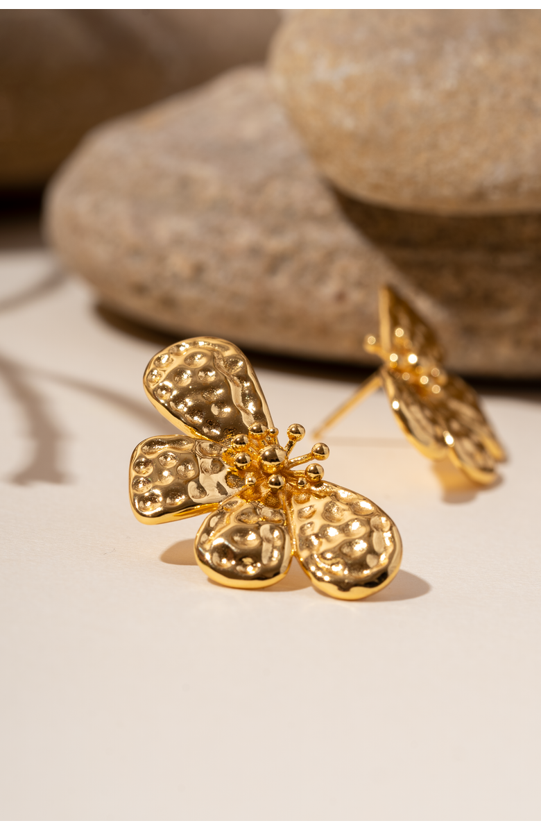 Zynnia Collective Textured Bloom Studs, Alternate, color, Gold