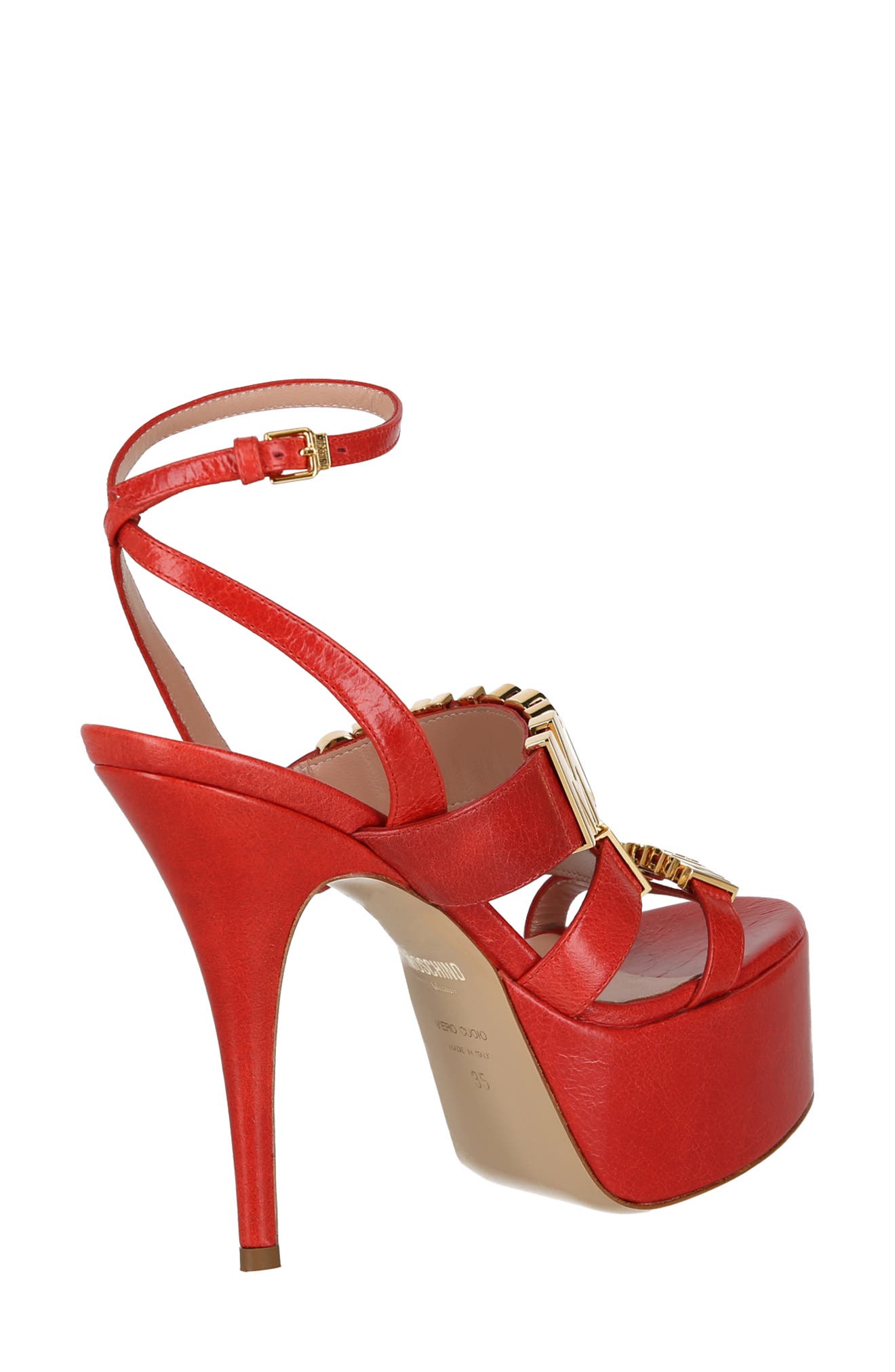 Moschino Logo Plaque Platform Sandal, Alternate, color, 