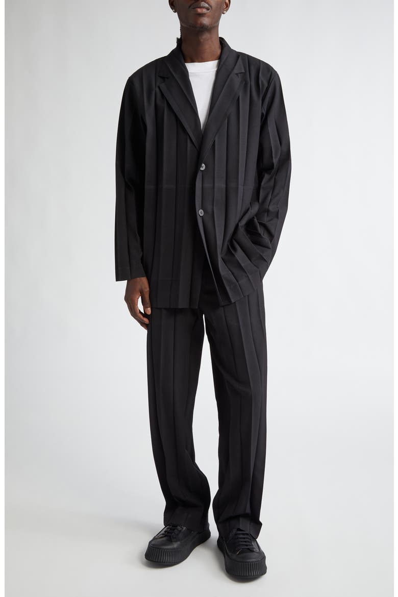 Edge Ensemble Pleated Single Breasted Blazer, Alternate, color, BLACK