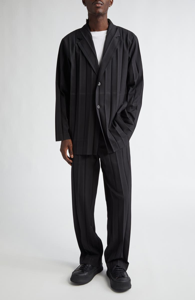 Homme Plissé Issey Miyake Edge Ensemble Pleated Single Breasted Blazer, Alternate, color, 