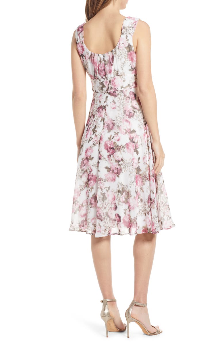 Connected Apparel Pleated Bodice Chiffon Dress, Alternate, color,