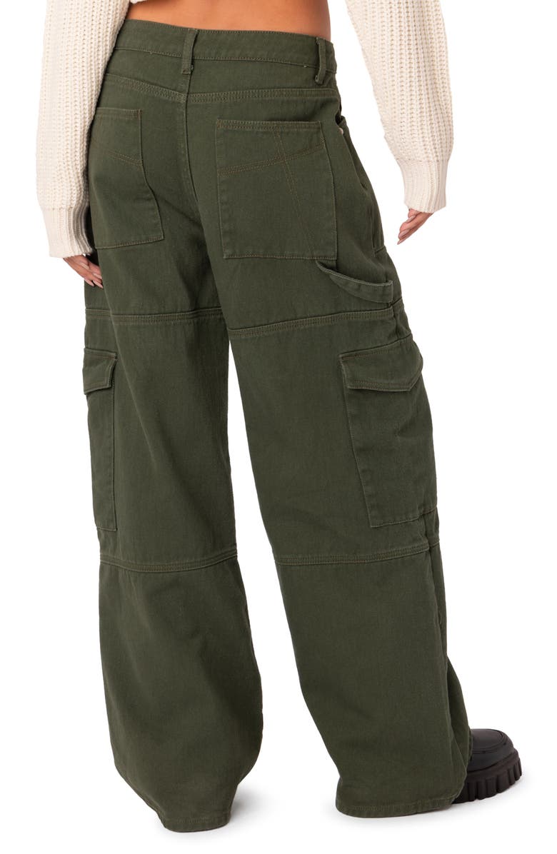 EDIKTED Ember Denim Cargo Pants, Alternate, color, Olive