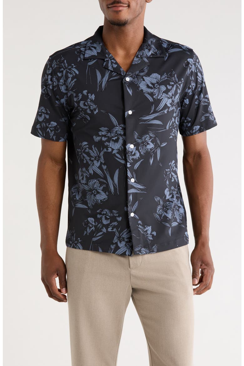Floral Camp Shirt, Main, color, DARK GREY COMBO FLORAL