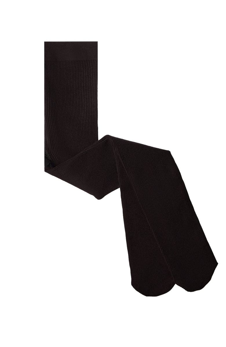 MeMoi Kid's Ribbed Supreme Cotton Blend Non-Pilling Tights, Alternate, color, Black