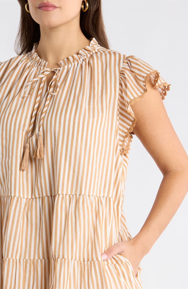 SUGARLIPS Dream State Striped Yodi Cotton Shift Minidress, Alternate, color, Taupe-Multi