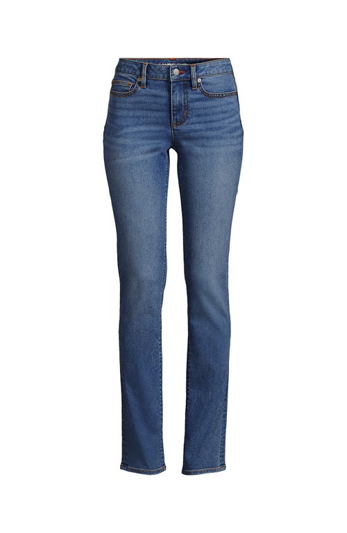 Shop Lands' End Recover Mid Rise Straight Leg Blue Jeans In Beau Blue