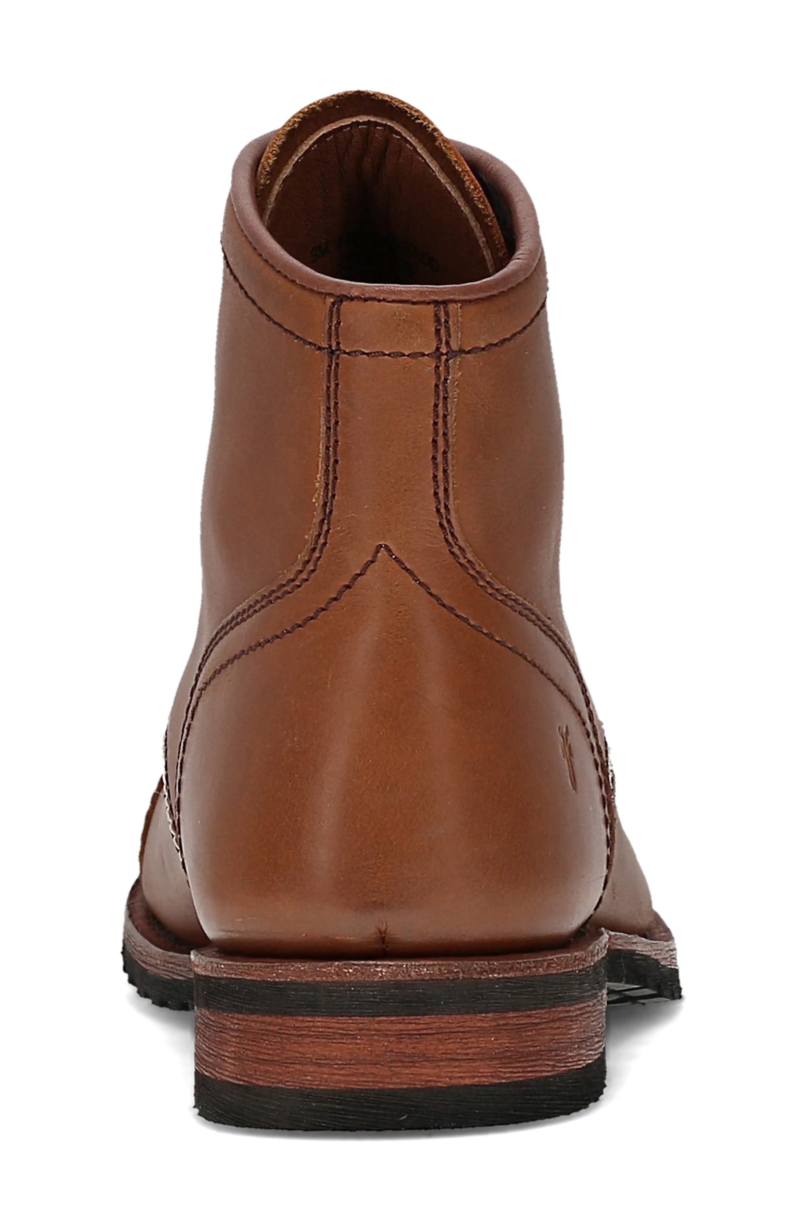 Frye Landon Lace-Up Cap Toe Boot, Alternate, color, Saddle
