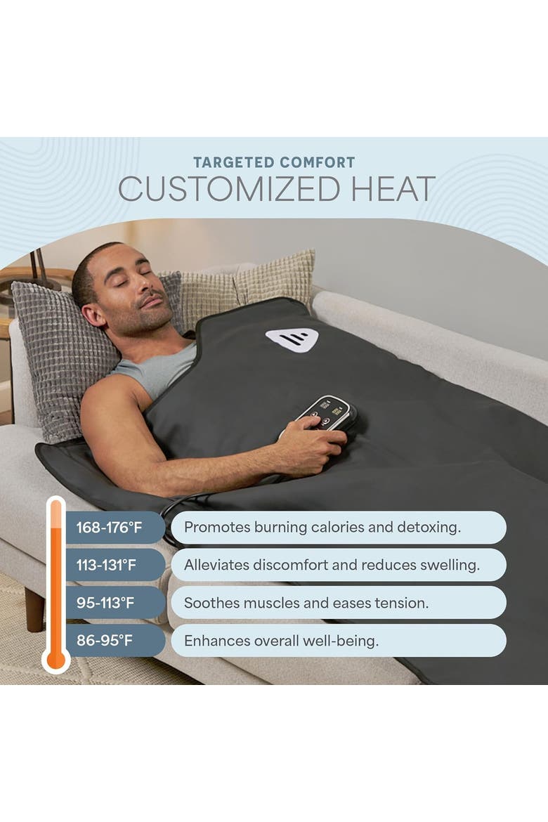 RejuvaWrap Infrared Sauna Blanket for Detox & Relaxation Low EMF Carbon Fiber Heating  9Temp Levels, Alternate, color, with Jade Stones