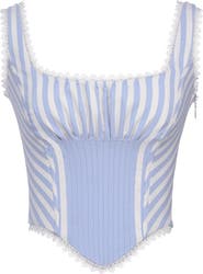 HOUSE OF CB Petra Lace Trim Pintuck Corset Top