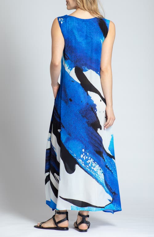 APNY APNY PRINT V-NECK SLEEVELESS CHIFFON MIDI DRESS