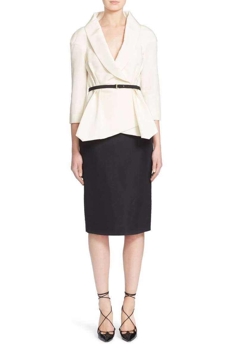 Belted Silk Wrap Blouse, Main, color, WHITE