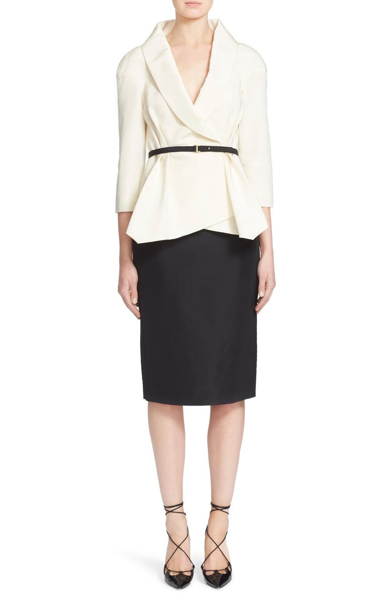 Carolina Herrera Belted Silk Wrap Blouse, Main, color,