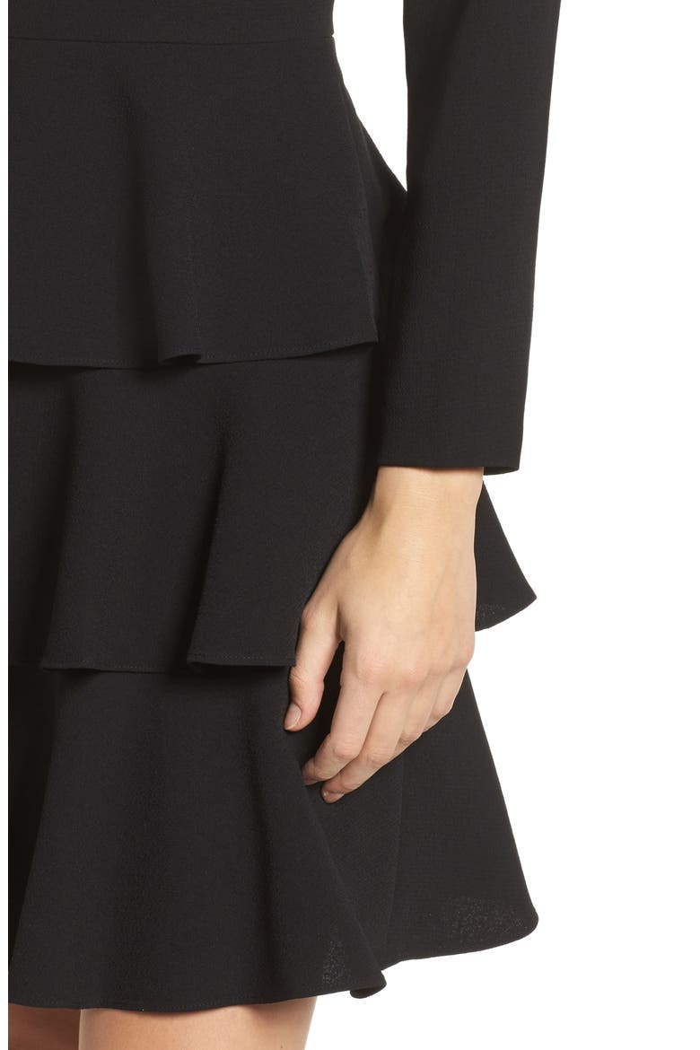 Ruffle Fit & Flare Dress, Alternate, color, BLACK