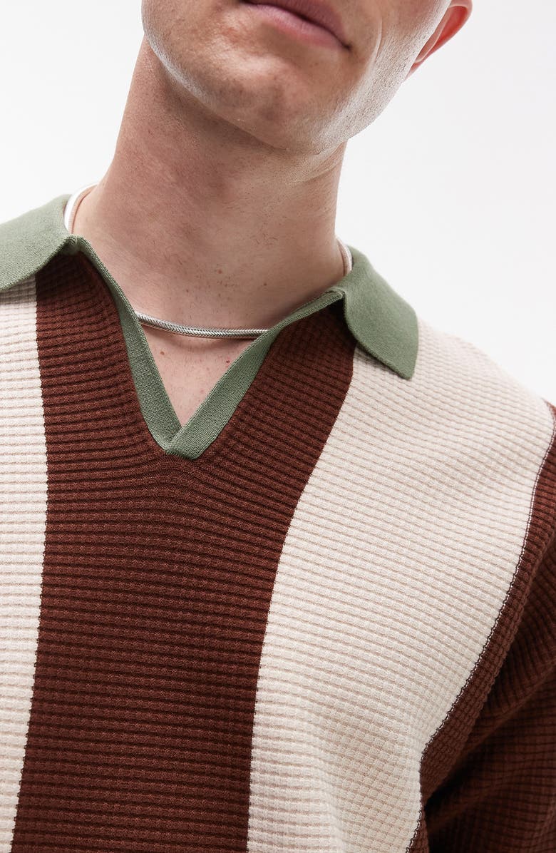 Topman Revere Colorblock Stripe Knit Polo, Alternate, color,