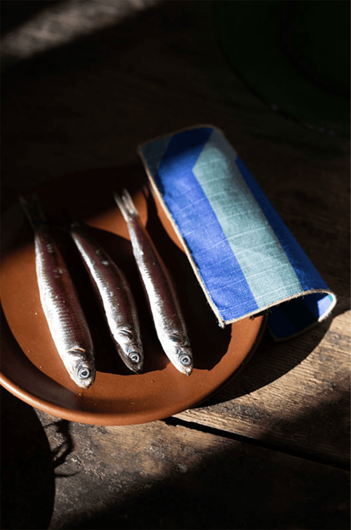 Tortuga Forma Stripe Cocktail Napkins Set Of 4 In Blue