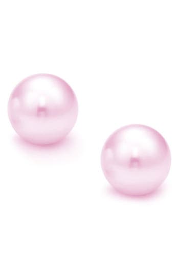 Suzy Levian Diamonds Freshwater Pearl Stud Earrings In Purple