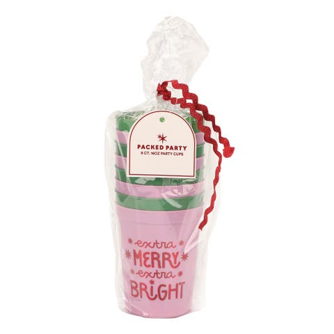 Extra Merry Extra Bright Holiday Reusable Cup Stack 8ct - 16 oz