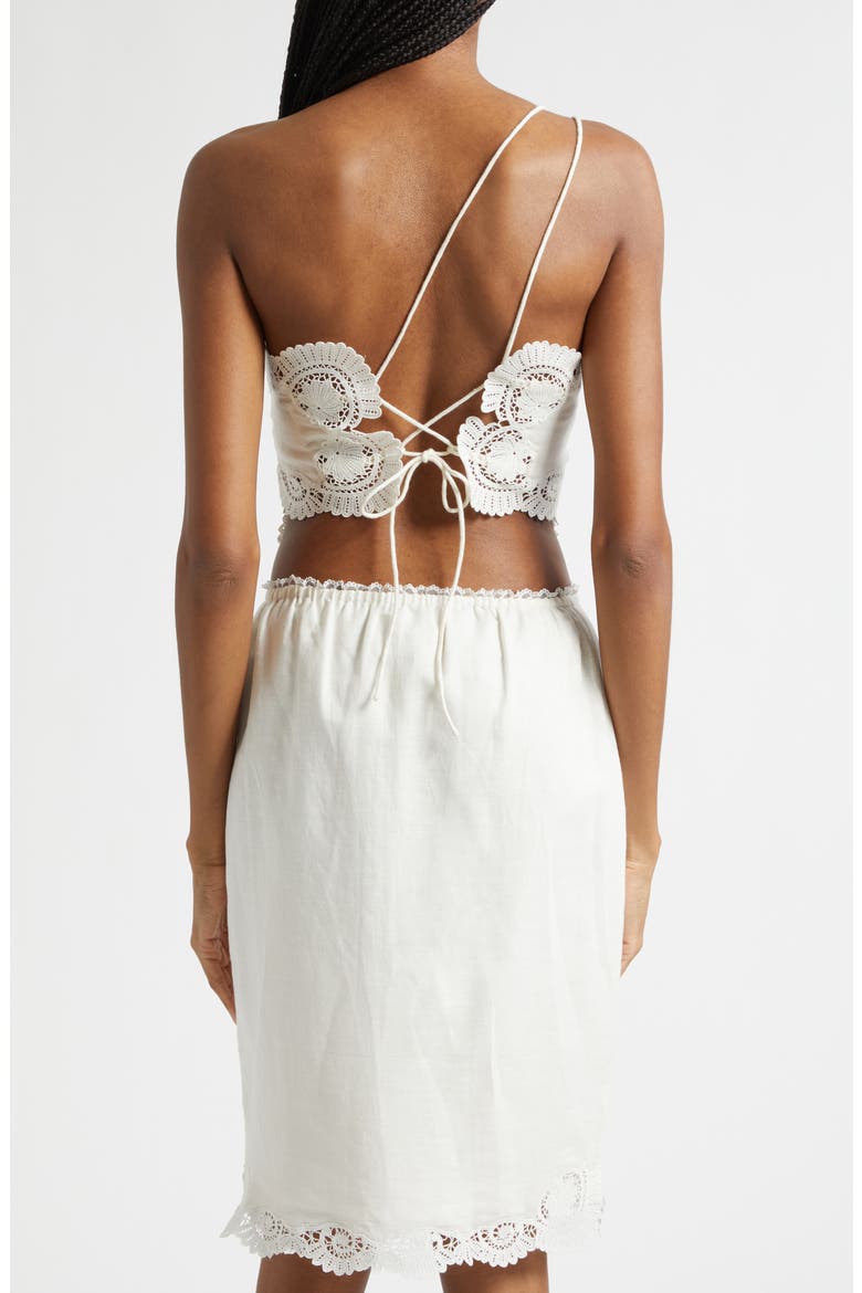 Darya Brodierie Trim One Shoulder Tie Back Top, Alternate, color, CREAM