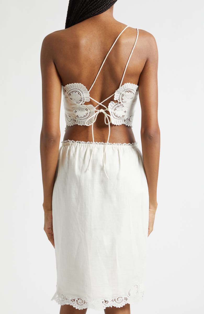 POSSE Darya Brodierie Trim One Shoulder Tie Back Top, Alternate, color, Cream