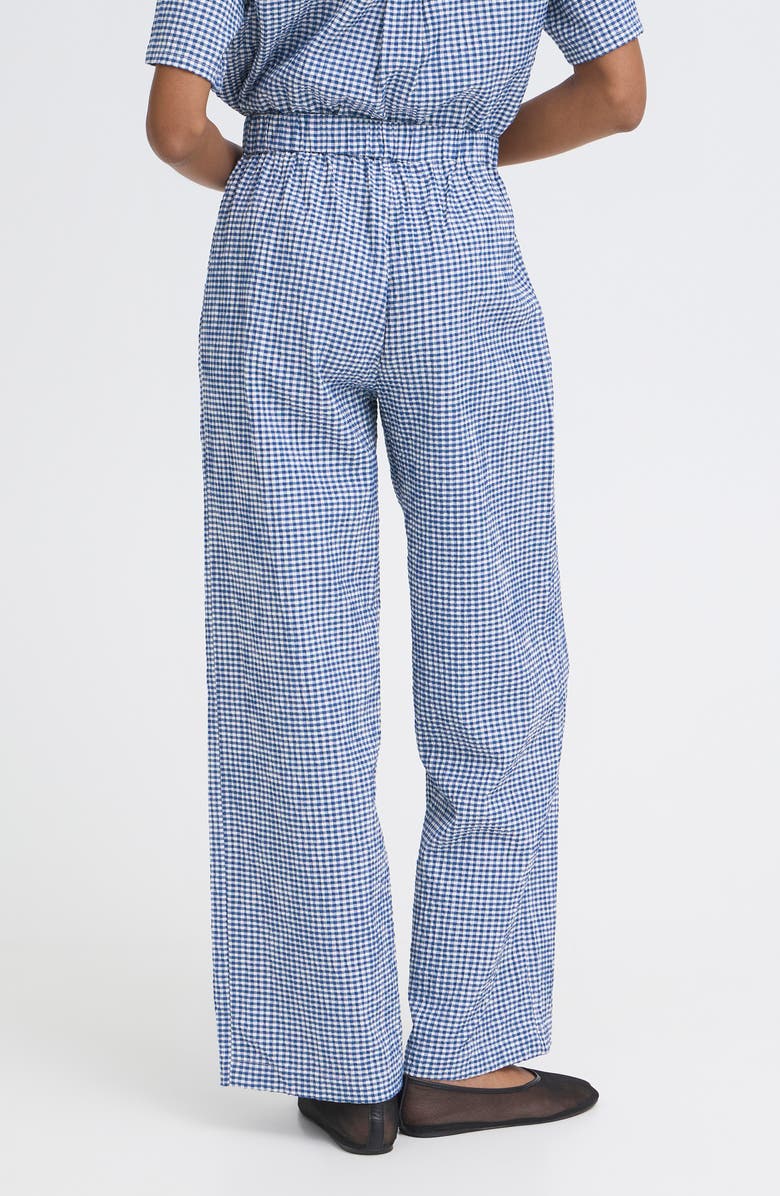 ICHI Check Print Wide Leg Pants, Alternate, color, 