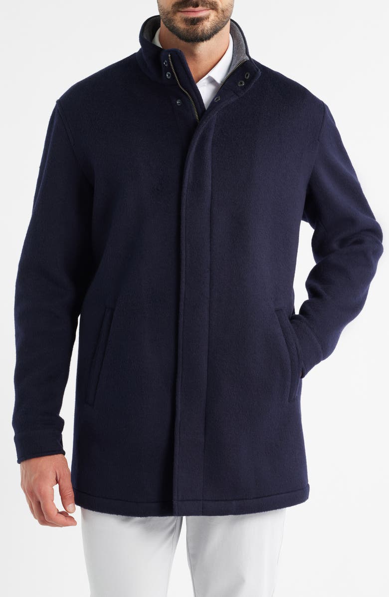 Peter Millar Crown Wool City Coat, Alternate, color, Navy